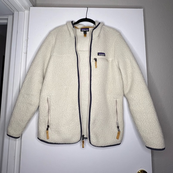 Women’s Retro Pile Fleece Hoody, cream - Picture 4 of 8